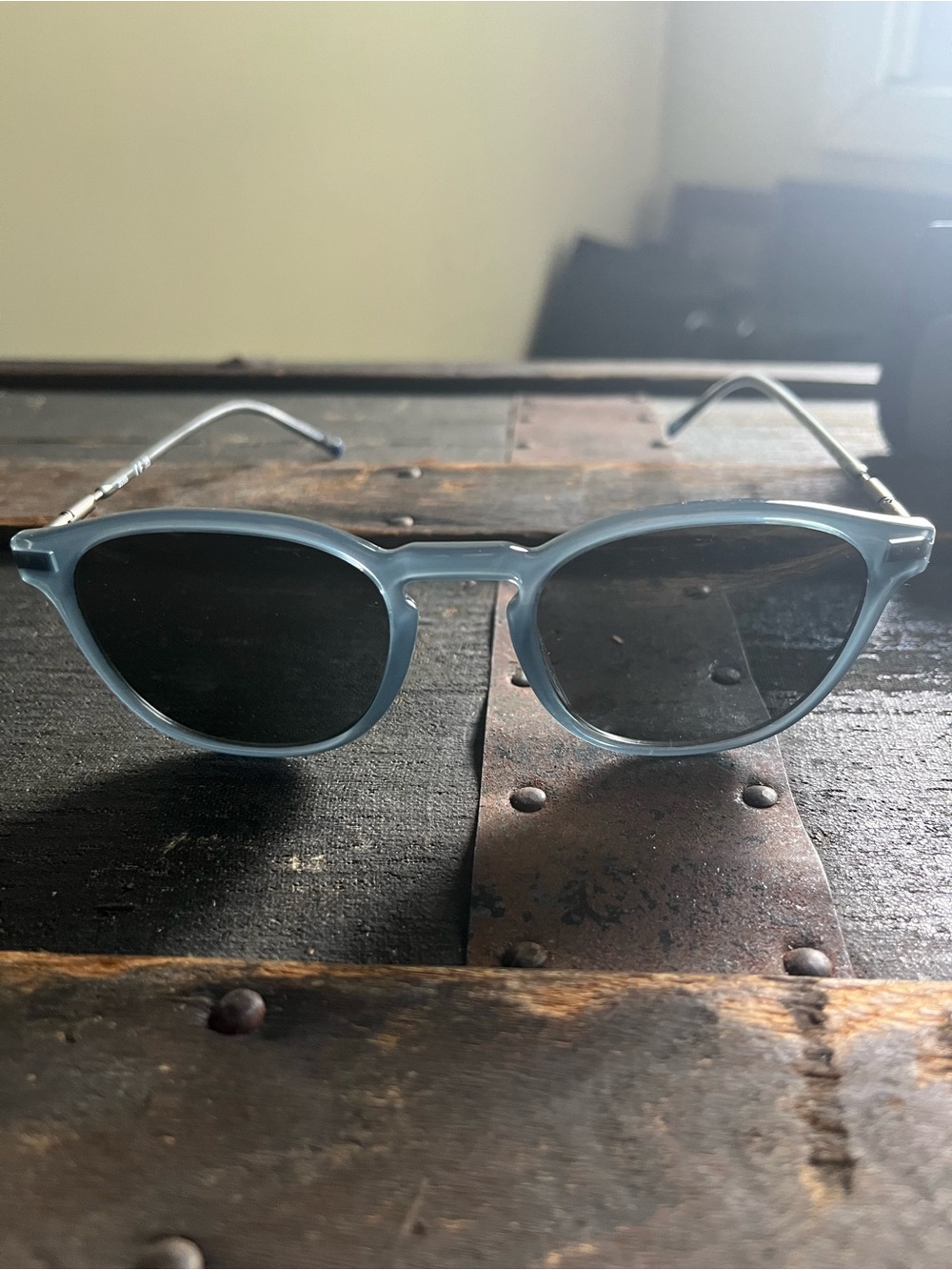 Men's or unisex Zeiss Blue Round Sunglasses Lightweight Polarized Lenses